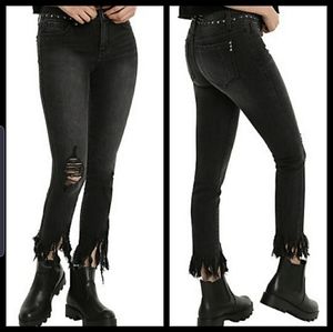 almost famous black frayed Jean's